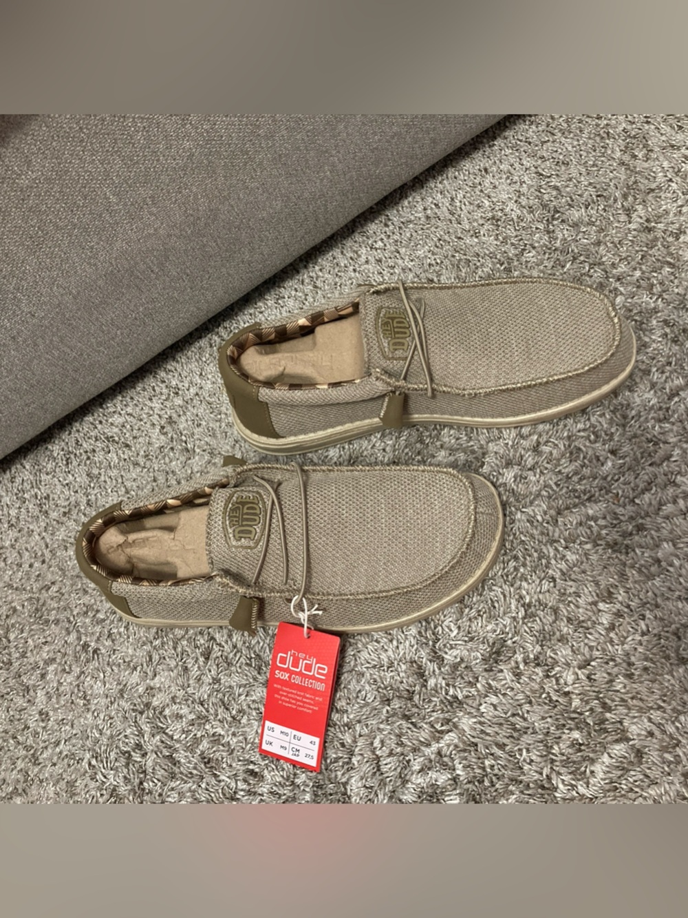 Hey Dude Men's Shoes Lightweight Beige Slip-On New In Bag Size 10